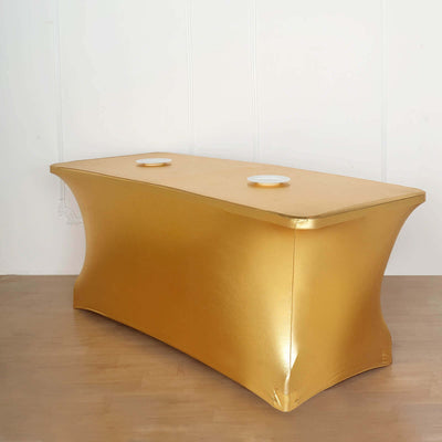 Gold table cover for events and parties, elegantly designed.