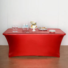 6FT Metallic Red Rectangular Stretch Spandex Table Cover