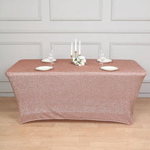 Blush & Rose Gold Metallic Tinsel Shimmer Spandex 6 Feet Rectangular Fitted Table Cover 