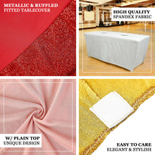 Rectangular 6 Feet Table Cover In Rose Gold Tinsel Spandex