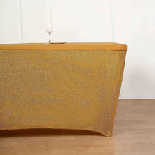 6 Feet Rectangular Table Cover In Gold Tinsel Spandex