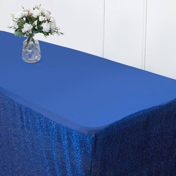 Create a Dazzling Display with the Ruffled Metallic Royal Blue Spandex Table Cover