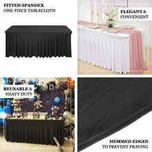 Black Wavy Spandex Tablecloth Fitted Rectangle Table Skirt 6 Feet