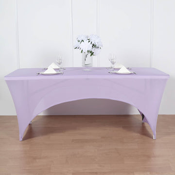 Lavender Lilac Spandex Stretch Fitted Rectangular Tablecloth 6ft
