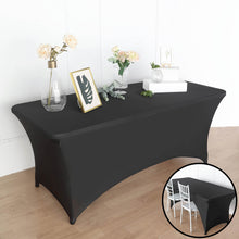 Dress Your Rectangular Table With 6 ft Black Open Back Spandex Tablecloth