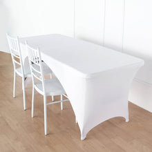 White Stretch Spandex Table Cover 6 ft Open Back For Rectangular Table