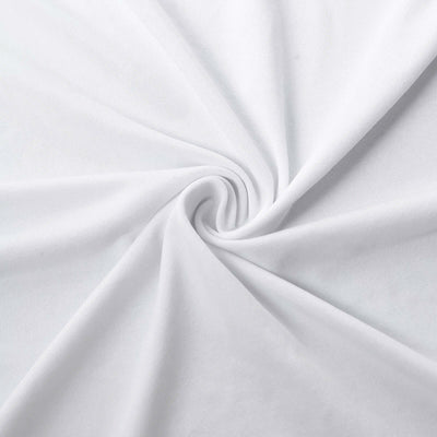 White fabric in a spiral twist, showcasing smooth texture and drape.