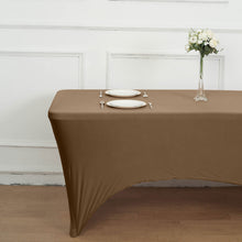 6ft Taupe Spandex Stretch Fitted Rectangular Tablecloth