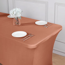 6ft Terracotta (Rust) Spandex Stretch Fitted Rectangular Tablecloth