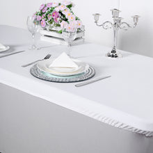 Stretch Spandex Rectangular Banquet Tablecloth Top Cover in White 6 Feet 