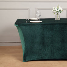 Spandex Premium Velvet Rectangular Tablecloth in Hunter Emerald Green with Foot Pockets 6 Feet