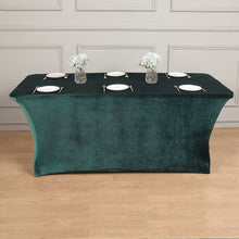 6 Feet Velvet Hunter Emerald Green Premium Spandex Rectangular Tablecloth with Foot Pockets