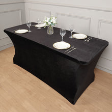 Premium 6 Feet Black Spandex Velvet Cocktail Tablecloth with Foot Pockets
