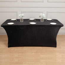 Spandex Premium Velvet Cocktail Tablecloth in Black with Foot Pockets 6 Feet