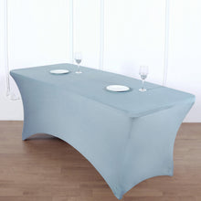 Dusty Blue Stretch Spandex Tablecloth for 8 Feet Rectangular