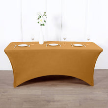 Gold Stretch Spandex Tablecloth for 8 Feet Rectangular