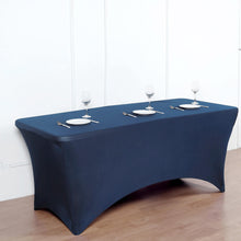 Spandex Navy Blue Tablecloth for 8 Feet Rectangular