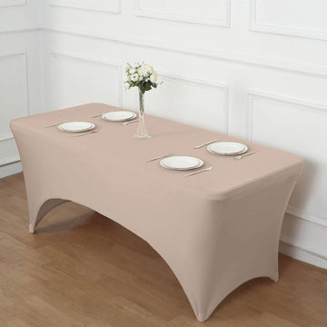 Create Lasting Impressions with the Nude Spandex Stretch Fitted Rectangular Tablecloth 8ft