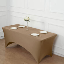 8ft Taupe Spandex Stretch Fitted Rectangular Tablecloth