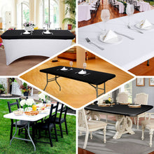 Stretch Spandex Rectangular Banquet Tablecloth Top Cover in Black Color 6 Feet