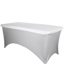 6 Feet White Stretch Spandex Rectangular Banquet Tablecloth Top Cover 
