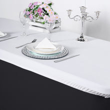 Banquet White Stretch Spandex Rectangular Tablecloth Top Cover 8 Feet