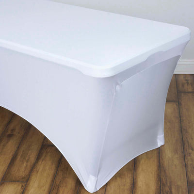 White fitted table cover for rectangular tables