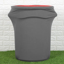 Charcoal Gray Stretch Spandex Round 41 to 50 Gallon Trash Container Cover