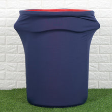 Navy Blue Spandex Stretch Trash Bin Container Round Cover 41 To 50 Gallons