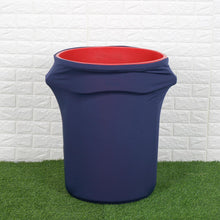 Navy Blue Spandex Stretch Round Trash Bin Container Cover 41 To 50 Gallons  