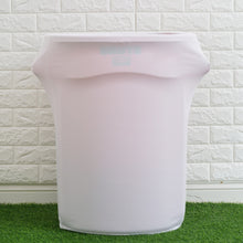 Stretch Spandex Round Trash Bin Cover In White For 41-50 Gallons Capacity