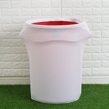41-50 Gallon Capacity Round Trash Bin Container Cover In White Spandex