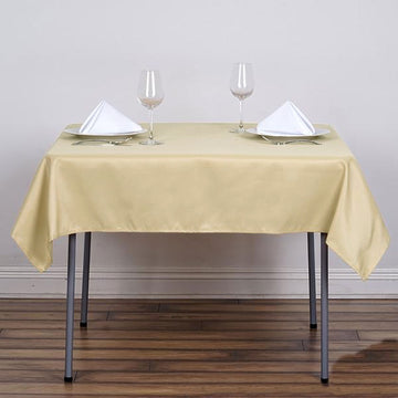 Elegant Champagne Square Seamless Polyester Tablecloth 54"x54"