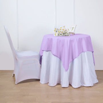 Create a Chic and Elegant Setting with the Lavender Lilac Square Seamless Polyester Table Overlay