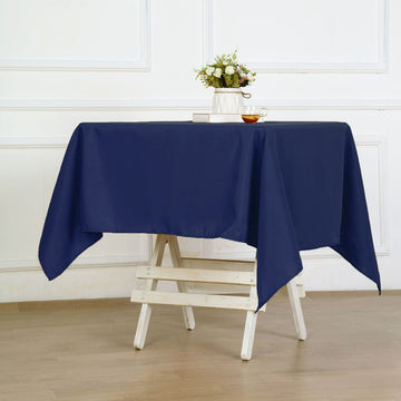 Create a Chic and Elegant Setting with a Navy Blue Square Seamless Polyester Tablecloth
