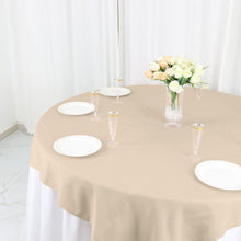 54 Inch Polyester Square Table Overlay In Nude