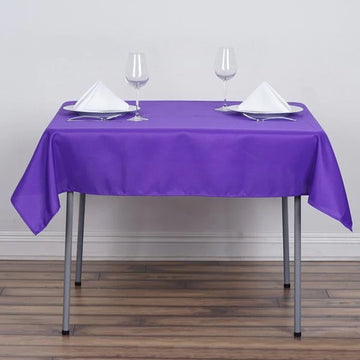 Create a Stylish and Elegant Table Setting with the Purple Square Seamless Polyester Table Overlay