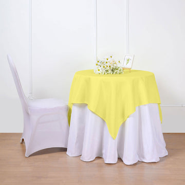 Create a Chic and Vibrant Atmosphere with the Yellow Square Seamless Polyester Table Overlay