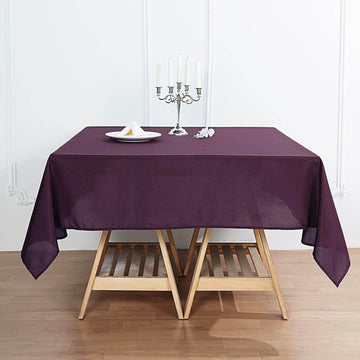 Add a Touch of Sophistication with the Eggplant Square Seamless Polyester Table Overlay 70"x70"