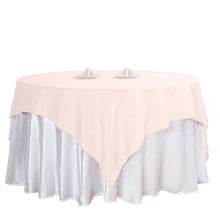 70 Inch Blush Rose Gold Square Polyester Table Overlay