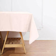 Blush Rose Gold Square Polyester Table Overlay 70 Inch 