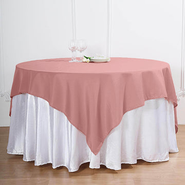 Enhance Your Table Decor with the Dusty Rose Square Seamless Polyester Table Overlay