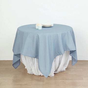 Make a Statement with the Dusty Blue Square Seamless Polyester Tablecloth 70"x70"