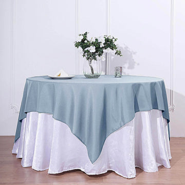 Add Elegance to Your Table Decor with the Dusty Blue Square Table Overlay
