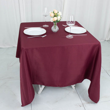 Enhance Your Table Setting with the Burgundy Premium Seamless Polyester Square Tablecloth