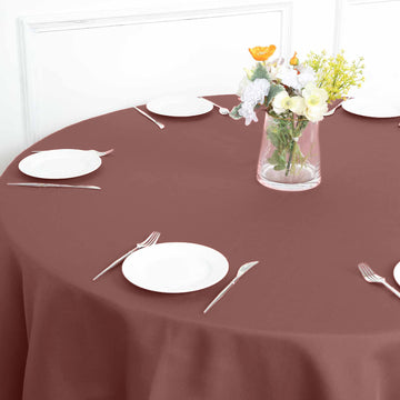 Add a Touch of Elegance with the Cinnamon Rose Seamless Polyester Square Table Overlay