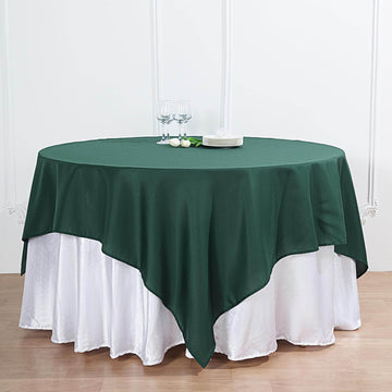 Add Elegance to Your Event with the Hunter Emerald Green Square Seamless Polyester Table Overlay