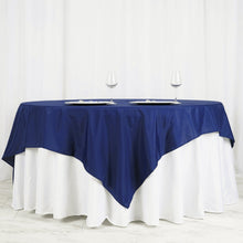 70 Inch Square Table Overlay In Navy Blue Polyester 