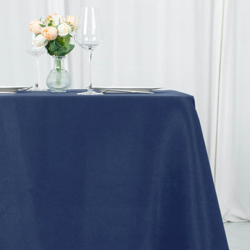 Experience Luxury with the Navy Blue Premium Seamless Polyester Tablecloth