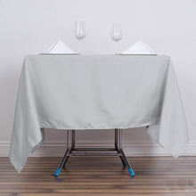 70 Inch Silver Square Table Overlay Polyester 